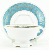 EARLY 19TH CENTURY SEVRES STYLE TURQUOISE TEACUP & SAUCER