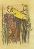 ATTR. TO WIFREDO LAM (1902-1982) - UNTITLED - PASTEL & PENCIL ON PAPER