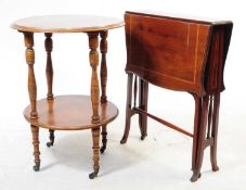 VICTORIAN 19TH CENTURY MAHOGANY TWIN TIER OCCASIONAL TABLE & SUTHERLAND TABLE