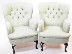 PAIR OF QUEEN ANNE REVIVAL ARMCHAIRS