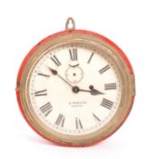 G. BROYLES - MID CENTURY PAINTED RED WALL CLOCK