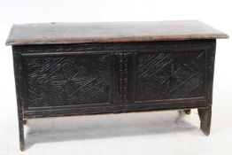 19TH CENTURY VICTORIAN EBONISED CARVED OAK BLANKET BOX