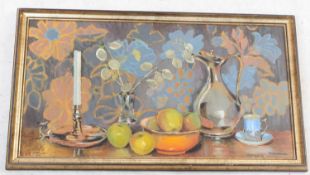 M HOWARD (BRITISH 20TH CENTURY) STILL LIFE OIL ON CANVAS PAINTING STUDY OF FRUIT BOWL