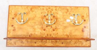 1970S BURR WALNUT WALL MOUNTED COAT RACK