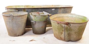 COLLECTION OF GALVANISED 20TH CENTURY BATH & OTHERS