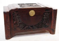 MID CENTURY CHINESE HARDWOOD CARVED CHEST