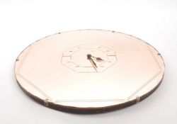 20TH CENTURY ART DECO MANNER ROSE GLASS MIRROR CLOCK