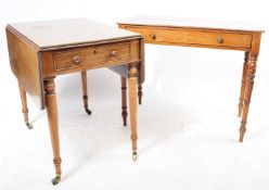 GEORGE III MAHOGANY PEMBROKE TABLE T/W VICTORIAN MAHOGANY WRITING TABLE DESK
