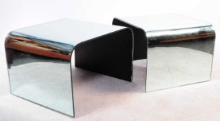 PAIR OF CONTEMPORARY MIRROR GLASS OCCASIONAL / BEDSIDE TABLES