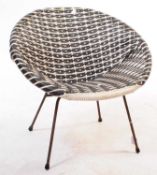 1950S CIRCULAR PLASTIC WICKER ATOMIC STYLE BASKET CHAIR