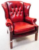 20TH CENTURY OXBLOOD CHESTERFIELD WINGBACK ARMCHAIR
