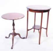 19TH CENTURY GEORGE III MAHOGANY PEDESTAL TABLE & EDWARDIAN SIDE TABLE