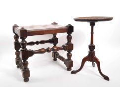 20TH CENTURY JOINT STOOL & WINE SIDE TABLE