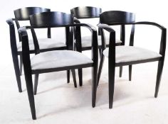 SET OF FOUR EBONISED DINING ARMCHAIRS