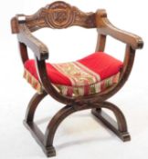 VICTORIAN 19TH CENTURY SAVONAROLA ARMCHAIR