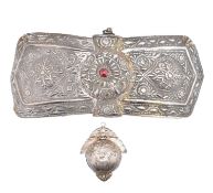 CHINESE RATTLE PENDANT & TIBETAN CHUBA BUCKLE