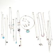 COLLECTION OF SILVER & GEM SET JEWELLERY