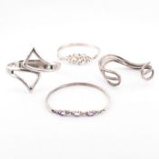 FOUR SILVER & GEM SET BANGLES