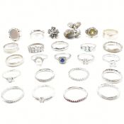 COLLECTION OF SILVER & GEM SET RINGS