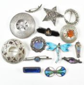 19TH & 20TH CENTURY SILVER & WHITE METAL BROOCH PINS