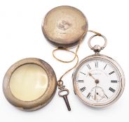 SILVER EXPRESS ENGLISH LEVER POCKET WATCH - J G GRAVES