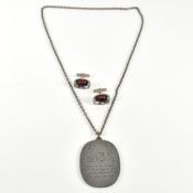 JORGEN JENSEN DANISH PEWTER PENDANT NECKLACE & CUFFLINKS