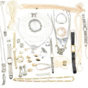 COLLECTION OF SILVER & COSTUME JEWELLERY INCLUDING TISSOT WATCH