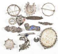 19TH 20TH CENTURY SILVER & METAL BROOCH PINS