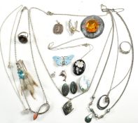 COLLECTION OF WHITE METAL & SILVER JEWELLERY
