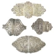 COLLECTION OF ASIAN & ISLAMIC WHITE METAL BELT BUCKLES