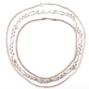 THREE SILVER CHAIN NECKLACES