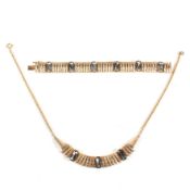 RANDEL ROSE TONE METAL & RHINESTONE JEWELLERY SUITE