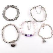 COLLECTION OF SILVER & GEM SET BRACELETS