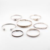 COLLECTION OF SILVER & GEM SET BANGLES