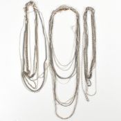 COLLECTION OF SILVER CHAIN NECKLACES