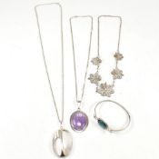 COLLECTION OF SILVER NECKLACES & BANGLE To be valued and sold, if not auctioned, return to vendor