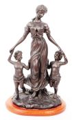 20TH CENTURY BRONZED RESIN FIGURE - MOTHER & CHILDREN