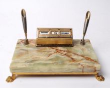 VINTAGE 20TH CENTURY ONYX 1950S OFFICE DESK TIDY