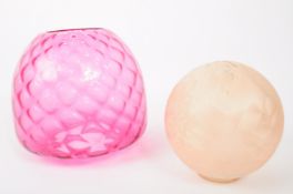 TWO VINTAGE PINK GLASS LAMP SHADES