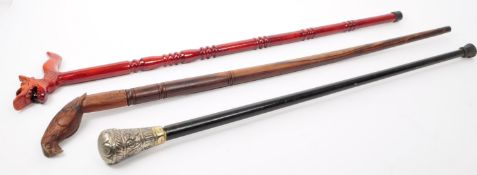 COLLECTION OF THREE VINTAGE 20TH CENTURY WALKING STICKS