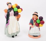 TWO VINTAGE ROYAL DOULTON FINE BONE CHINA BALLOON LADIES