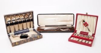 CASED MAPPIN & WEBB PRINCES PLATE LARGE SERVING KNIFE AND FORK T/W OTHERS