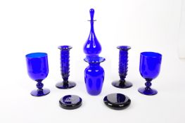 BRISTOL BLUE GLASS - COLLECTION OF BLUE GLASS ITEMS
