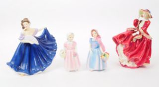 FOUR VINTAGE & LATER ROYAL DOULTON FINE BONE CHINA LADIES FIGURINES