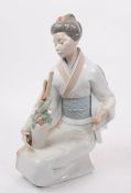NAO - LARGE HAND PAINTED PORCELAIN FIGURE OF KNEELING GEISHA