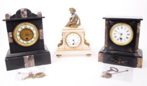 TWO VICTORIAN 19TH CENTURY SLATE & MARBLE MANTEL CLOCK