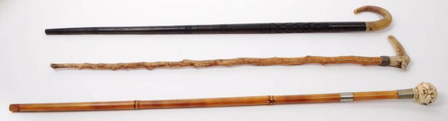 COLLECTION OF 20TH CENTURY WALKING STICKS - JAPANESE HORN