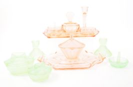 COLLECTION OF ART DECO GLASS DRESSING TABLE ITEMS