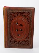 VINTAGE 20TH CENTURY CARVED PIERCED WOOD ORGANISER BOOK