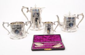 VINTAGE 20TH CENTURY SILVER PLATE TEA SERVICE SET